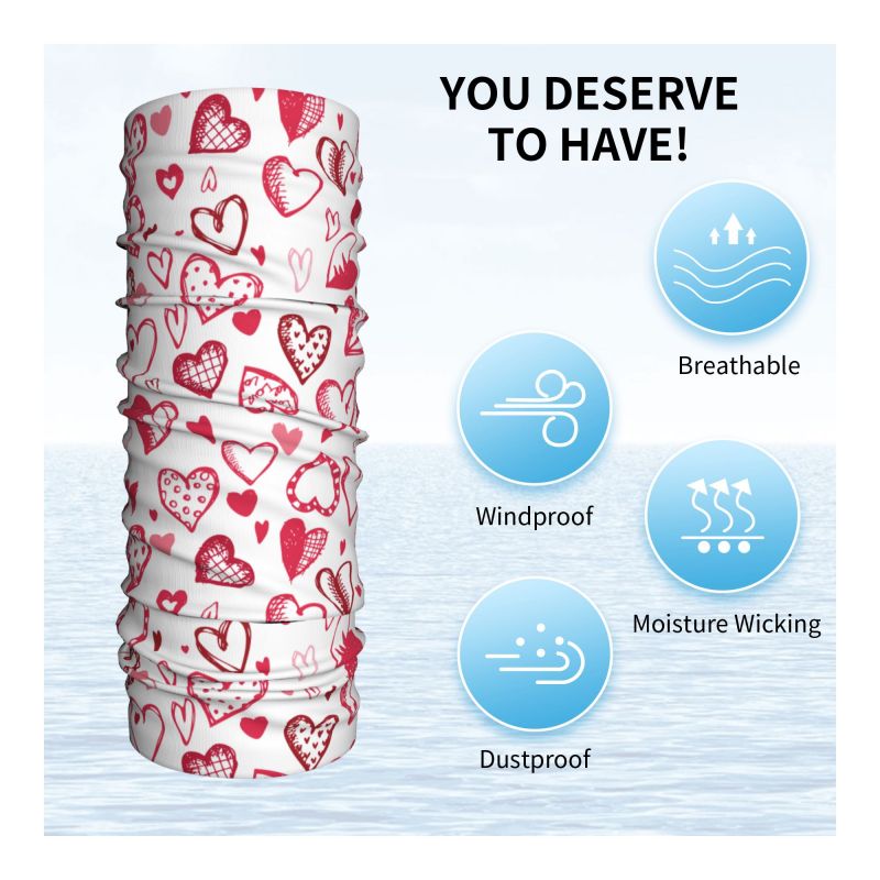 Pink Red Love Hearts Bandana N - огляд і ціна Neck Gaiter Face Cover